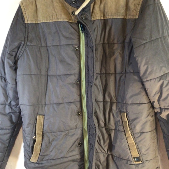 Prana Men’s Waylen Puffer Jacket Gray Size Large Bomber Sherpa Collar Corduroy - Picture 6 of 12